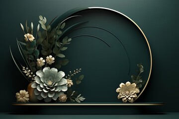 decorative podium design template mockuo showcase backdrop free space for sample product avdertising background comercial design template,ai generate