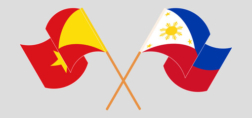 Crossed and waving flags of Tigray and the Philippines