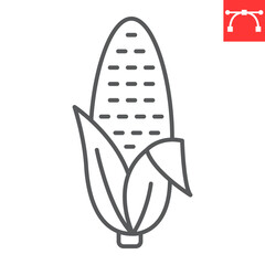 Corn line icon, thanksgiving and vegetables, corncob vector icon, maize vector graphics, editable stroke outline sign, eps 10.