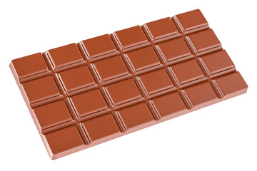 Milk Chocolate Bar, 3D rendering isolated on transparent background
