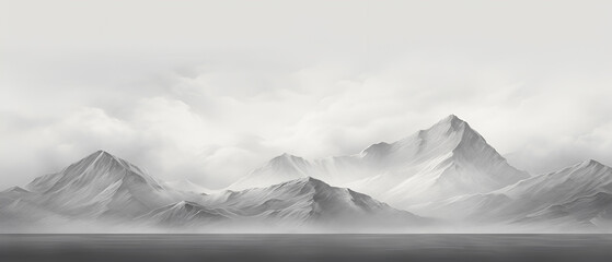 A Monochromatic Landscape Art with Soft Delicate Gray, Generative AI