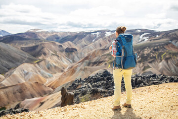 The family went hiking in Landmanloer Park in Iceland