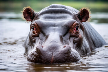 Majestic Hippo Displaying Its Enormous Jaws