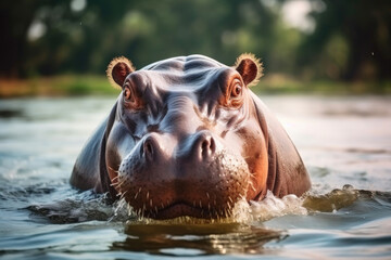 Powerful Hippopotamus in its Natural Habitat