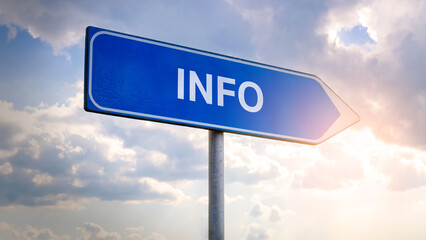 Obraz premium Street directional sign with the word “Info”, signpost providing information and guidance, wayfinding concept