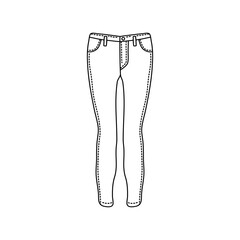 Hand drawn vector jeans isolated on white background