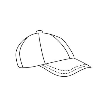 Vector hand drawn hat outline doodle icon. Cap sketch illustration for print, web, mobile and infographics isolated on white background.