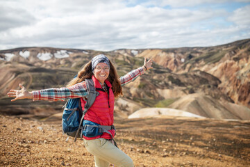 The family went hiking in Landmanloer Park in Iceland