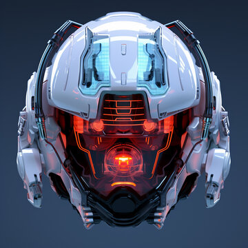 Futuristic design of helmet with visor and sensors made from composite materials