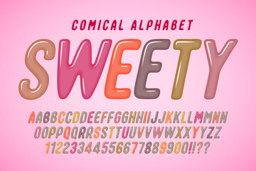 Playful original double letters alphabet design, colorful, typeface.