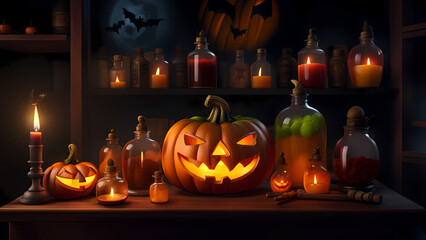Fototapeta premium Fun Halloween theme high quality background for presentation banners.
