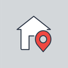 Home address icon vector illustration. Pin pointer on isolated background. Position sign concept.