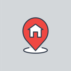 Home address icon vector illustration. Pin pointer on isolated background. Position sign concept.