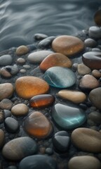 Fototapeta na wymiar abstract beach colored stones on the beach, abstract beach stones background, colored stones