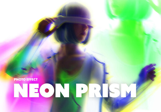 Neon Prism Photo Effect Mockup