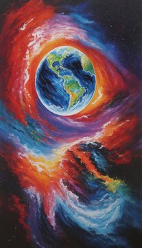 earth in space, abstract graphick designed earth in the space, abstract earth background, colored background