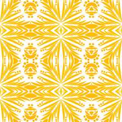 Seamless colourful batik ethnic dayak flowers line art pattern background for textile or fashion 