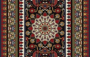 carpet pattern Textile digital design motif pattern decor hand made artwork frame gift card wallpaper women cloth front back and duppata print element of baroque ornament paisley abstract border rug