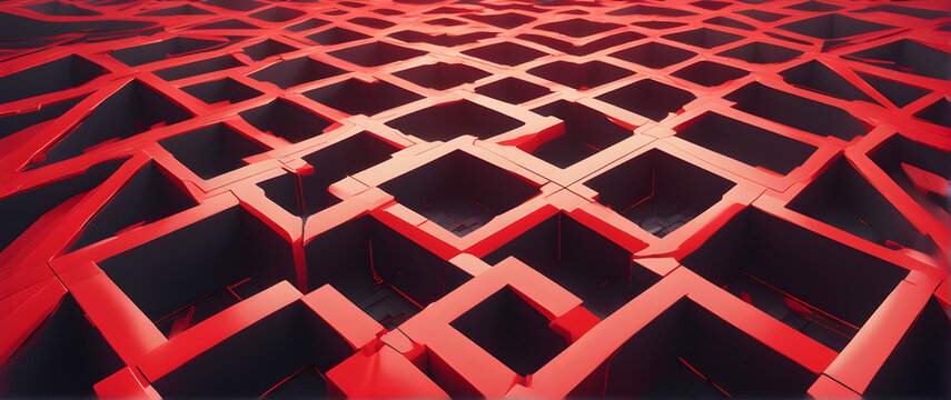  beautiful abstract wallpaper formed from interlocking of red blocks with black background
