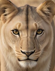 close up portrait of a lioness