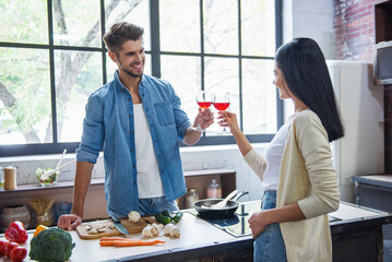 Young couple in kitchen