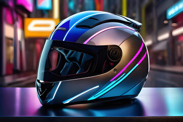 highly detailed hyper realistic rendering of a cutting edge bike helmet with cutting-edge futuristic design