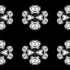 Fototapeta premium Seamless Black and white batik ethnic borneo pattern background 