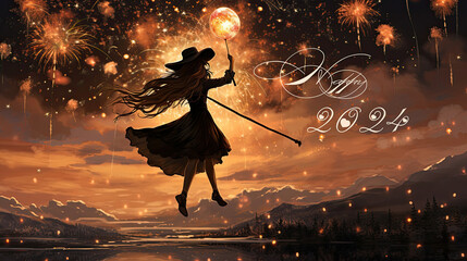 Fototapeta premium Happy New Year 2024