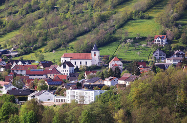 Mulfingen Community i the beautiful Landscape in Hohenlohe, Baden-Württemberg, Germany, Europe
