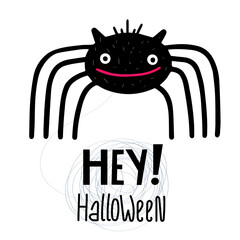 Cute cartoon Halloween spider - vector illustration
