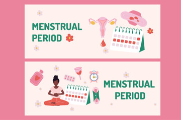 Menstruation period woman flat design banner