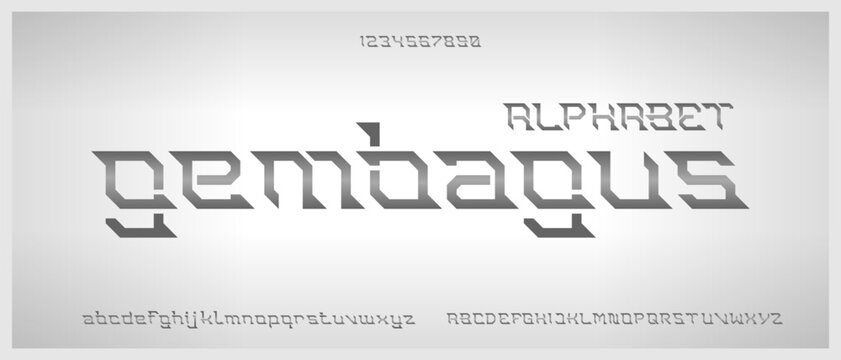 Gembagus, digital modern alphabet font with urban style template