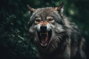 Fototapeten grin of a wolf close up © Владимир Германович