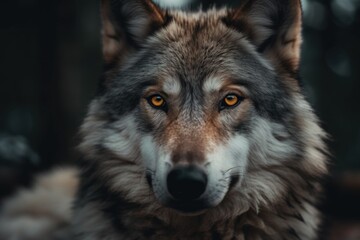 Naklejka na ściany i meble grin of a wolf close up