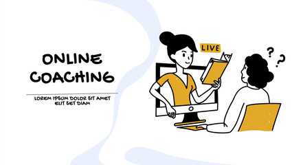 Online coaching and assistance concept. Education illustration