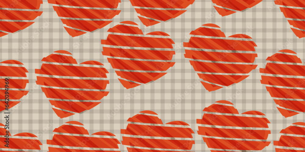 Poster wallpaper from hearts, which consist of flaps. vector weighted background of hearts on a cellular ba
