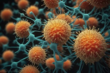 Eris Covid virus strain EG.5 under microscope. Generative AI