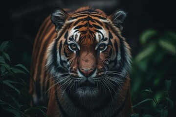 Beautiful Sumatran tiger on the prowl