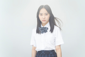 制服を着た日本人女子高校生のポートーレート