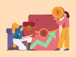 Festive Shopping E-Commerce Online Shopping People Flat Vector Concept Operation Hand Drawn Illustration