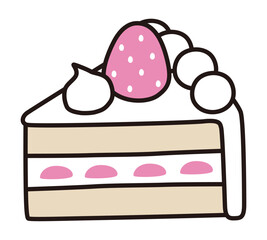 かわいい苺のショートケーキのアイコンのベクターイラスト