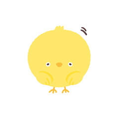 かわいい手描きのひよこ･ 黄色い小鳥 - 子ども･初心者･おじぎ･挨拶のイメージの素材
