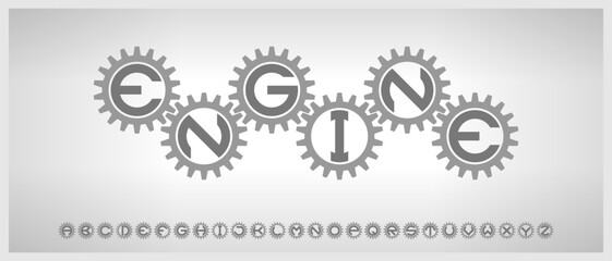 Modern creative gear alphabet with urban style template
