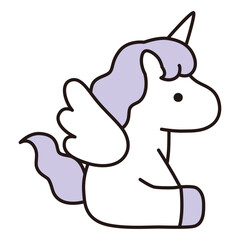 羽根のはえたかわいいユニコーンのベクターイラストアイコン