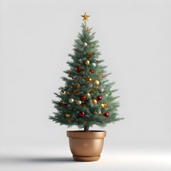 Christmas tree in a white pot. AI Generative