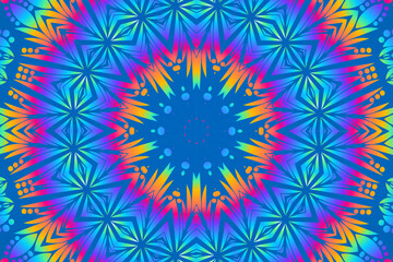 Beautiful colourful caleidoscope gradient flower art batik ethnic dayak borneo pattern background 