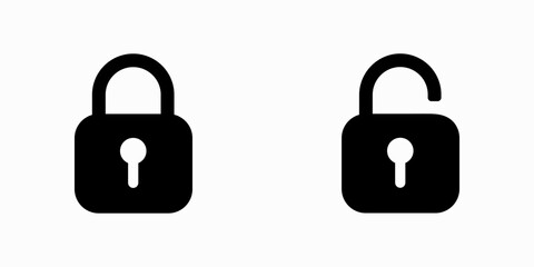 Locked and unlocked padlock icon. Vector clipart illustration.