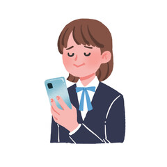 スマホをみて喜びをかみしめる女の子