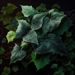 Scattered Ivy Leaves Form a Natural Tapestry in Shades of Green and Brown