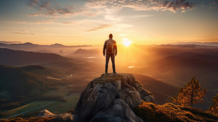Silhouette of a man on top of a mountain